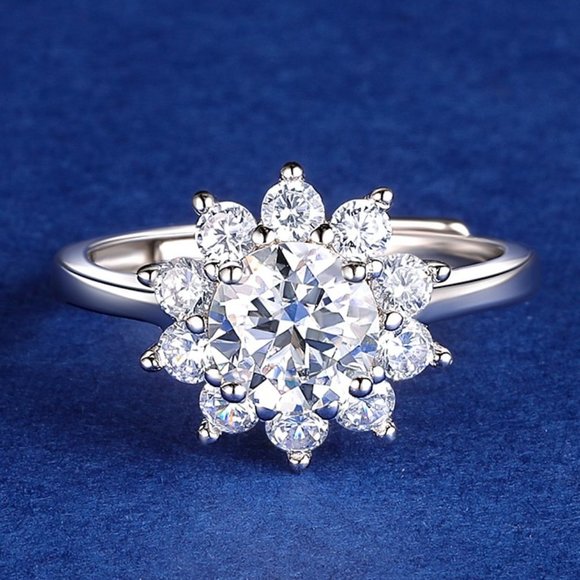 Jewelry - Certified 1ct. t.w. Moissanite Diamond Sunflower Ring NEW